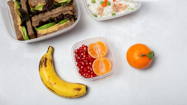 Healthy snacks packed in portable plastic containers