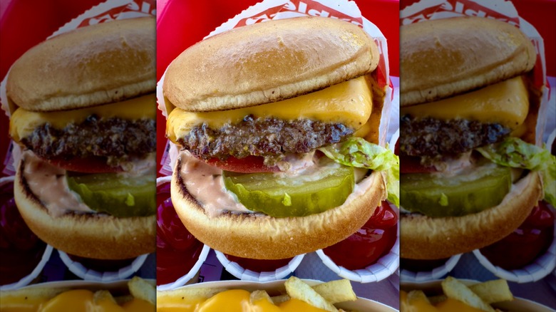 In-N-Out burger with fries and ketchup