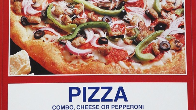 Costco food court menu sign of combo pizza