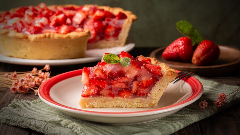 Slice of strawberry pie