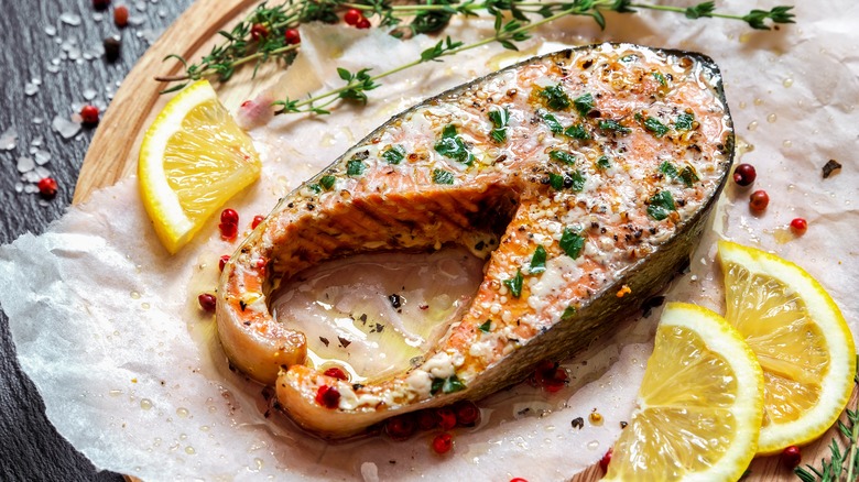 Lemon pepper salmon with herbs