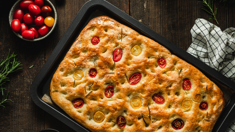 Freshly baked focaccia 