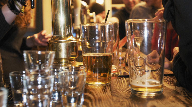 Beer glasses and shot glasses