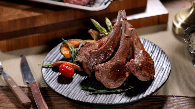 A French cut steak on a plate