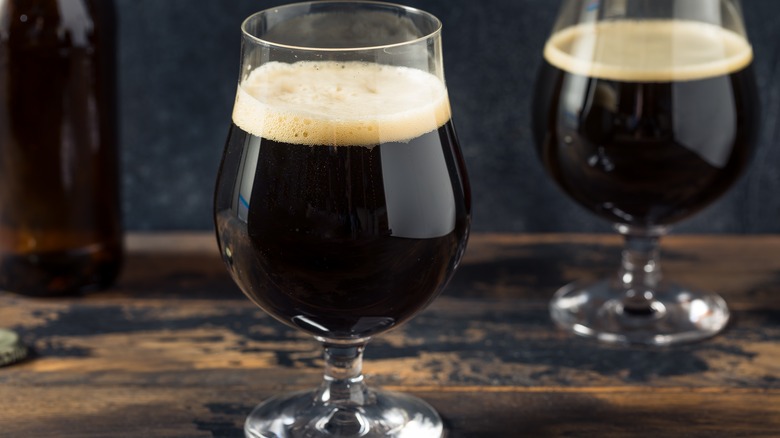 Glasses of dark porter beer