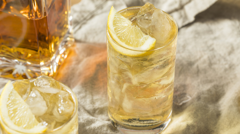 Whiskey and water lemon