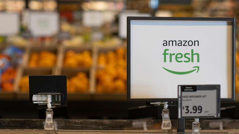 Amazon Fresh sign at a produce display