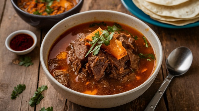 Bowl of birria stew