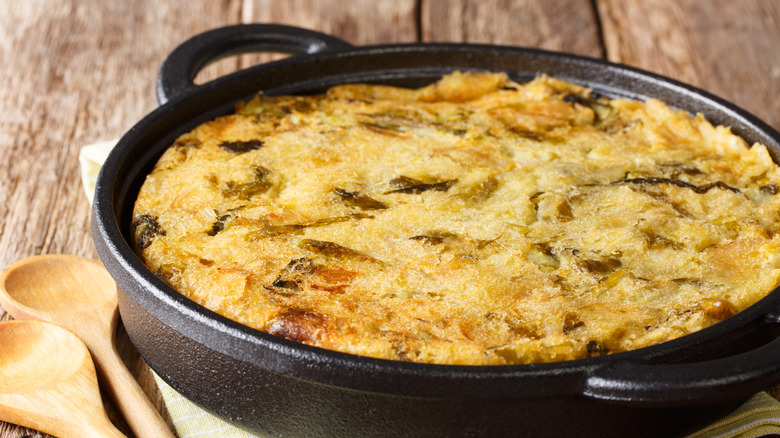 cast iron pan of bubble and squeak