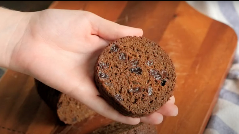 Slice of canned brown bread