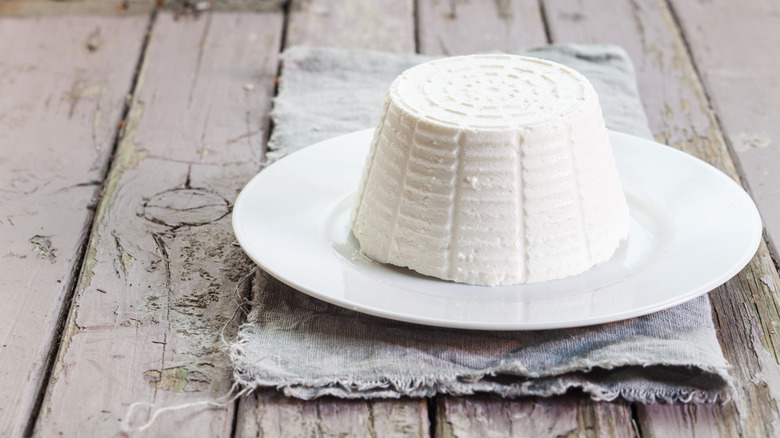 Ricotta cheese on plate