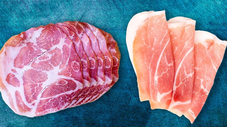 Capicola and prosciutto slices