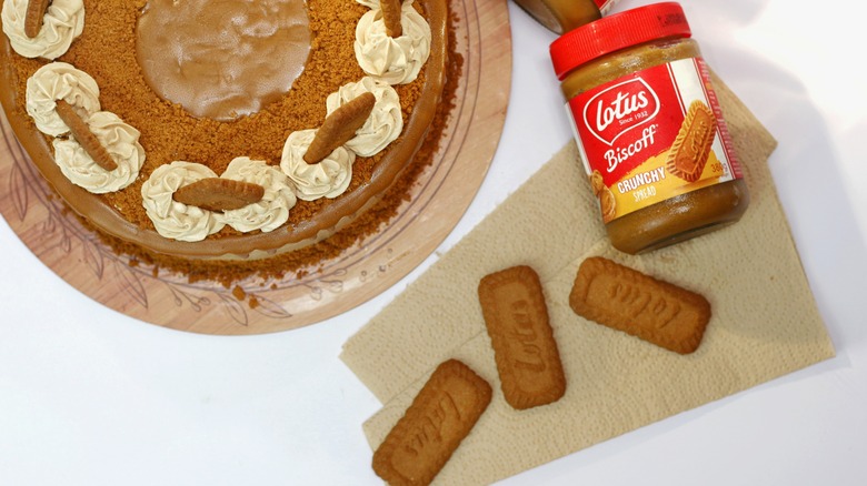 A cookie butter cake, Lotus cookies, and cookie butter