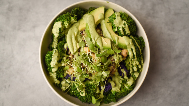 Top down shot of green goddess salad