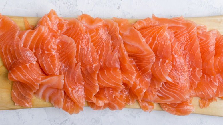 homemade smoked salmon overhead shot