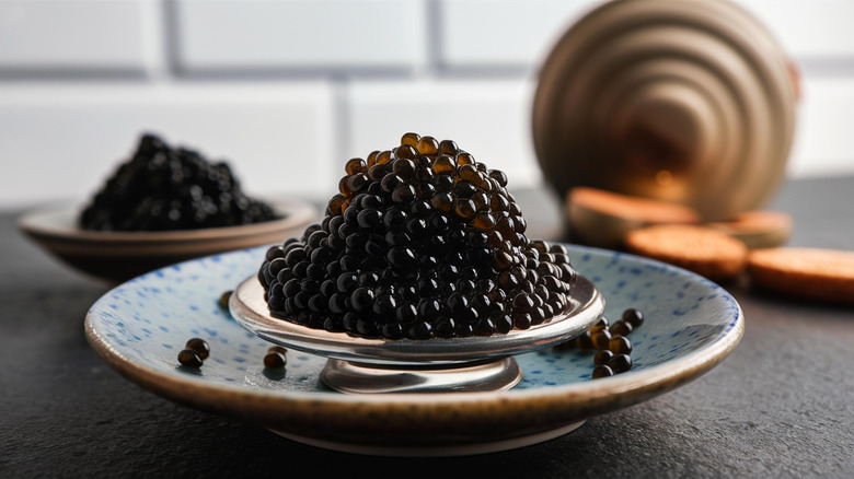 Pile of caviar on plate