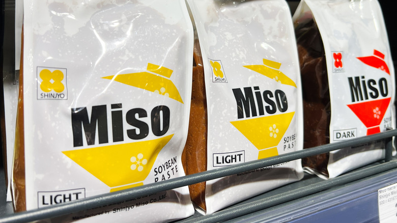 miso in packages on shelf