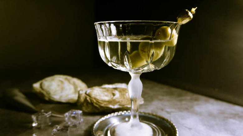 dirty martini with oysters