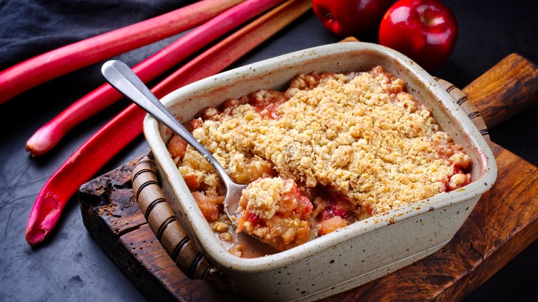 rhubarb stalks and crumble