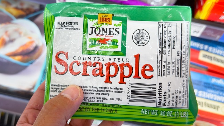 Store-bought scrapple in the freezer section