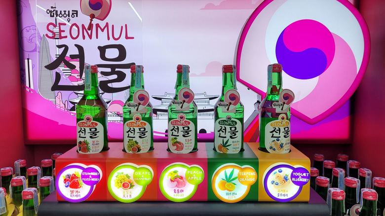 Display of flavored soju
