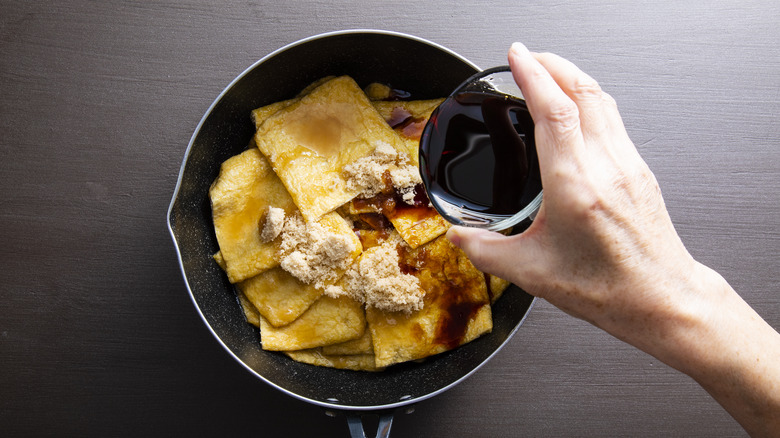 Fried tofu and soy sauce