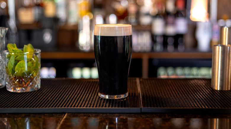 pint of stout on bar