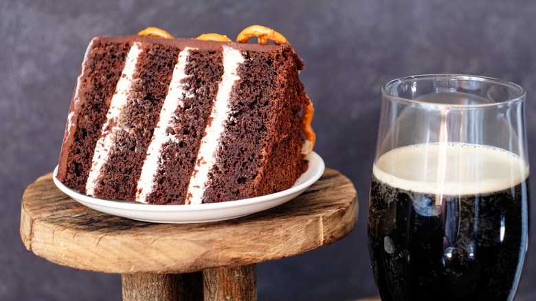 slice of cake and stout