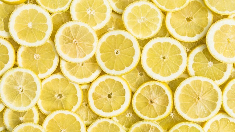 lemon slices arranged in flatlay