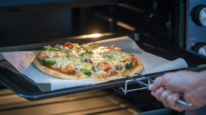 Pizza in convection oven