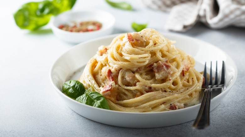 Carbonara pasta with pancetta