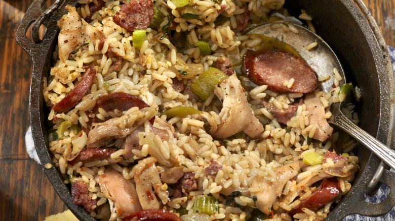 Cajun style chicken and sausage jambalaya 