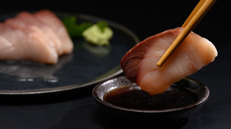 Sashimi with soy sauce