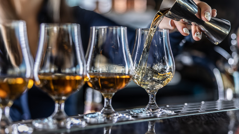 Glencairn glasses with bourbon