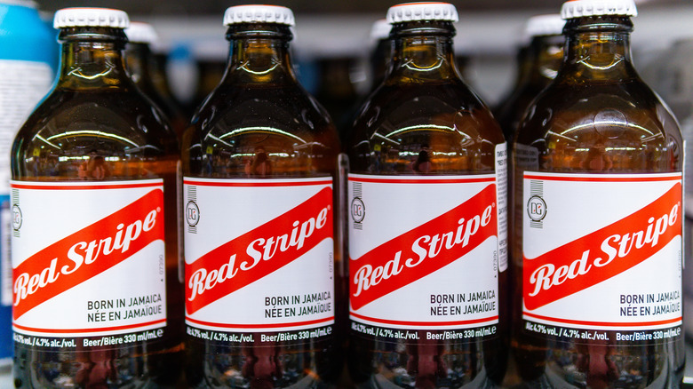 Red Stripe stubby beer bottles