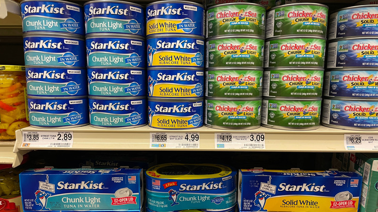 grocery shelf of StarKist Tuna