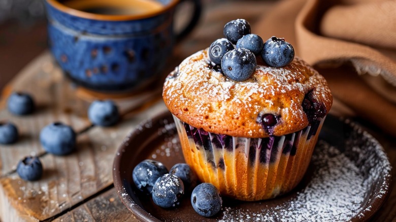 Blueberry muffin on a plate