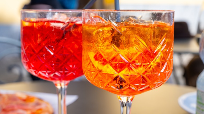 Campari and Aperol cocktails in glasses