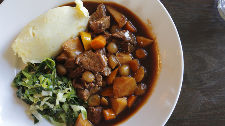 top down beef stew view