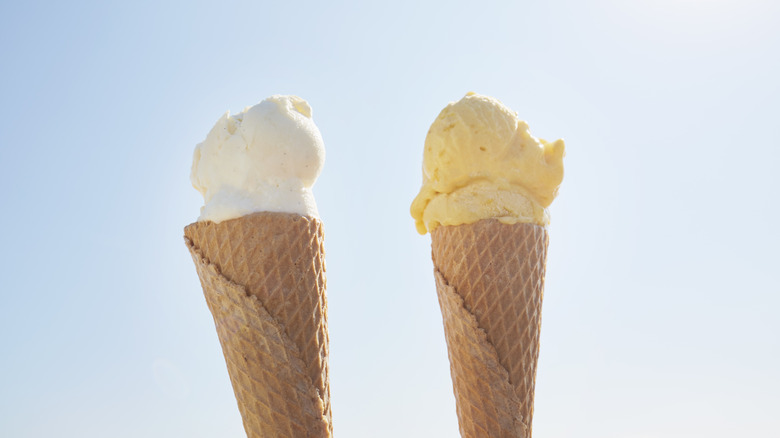 Vanilla and French vanilla ice cream cones