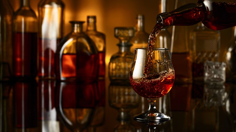 brandy poured into glass