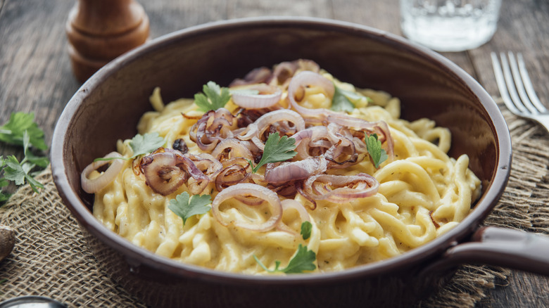 prepared pan of spätzle