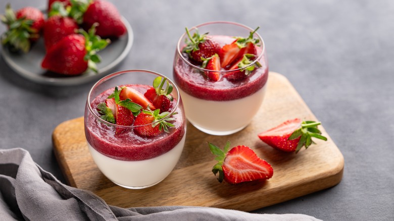 prepared strawberry panna cotta