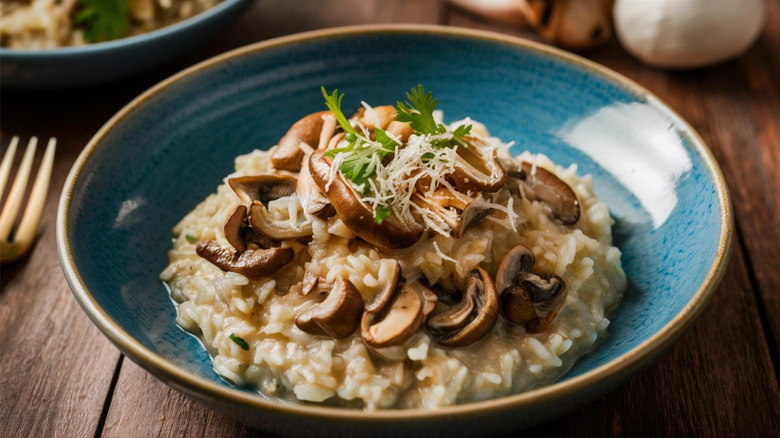 Bowl of mushroom risotto