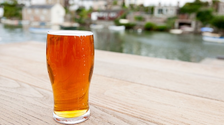 Ale on an open-air bar top