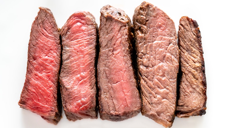 five levels of steak doneness