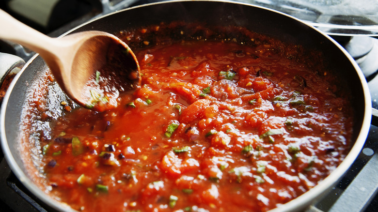 Tomato sauce in a pan