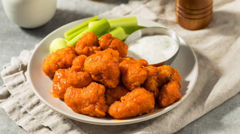 plated homemade boneless chicken wings
