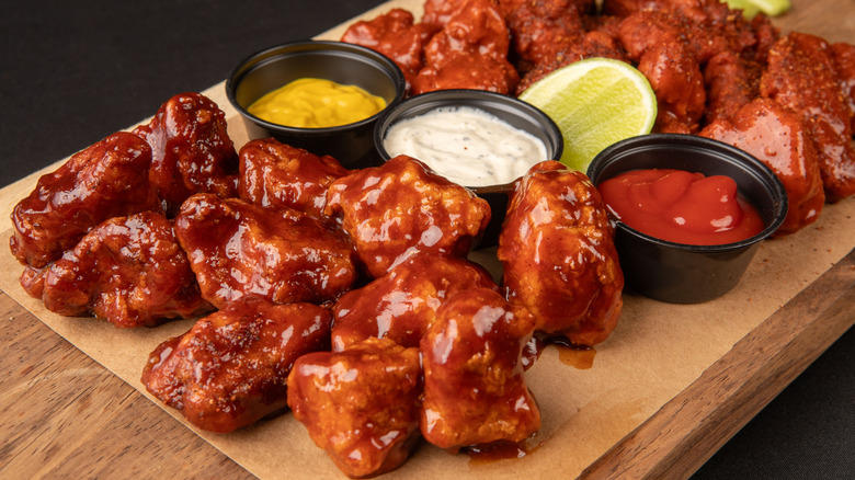 platter of boneless chicken wings
