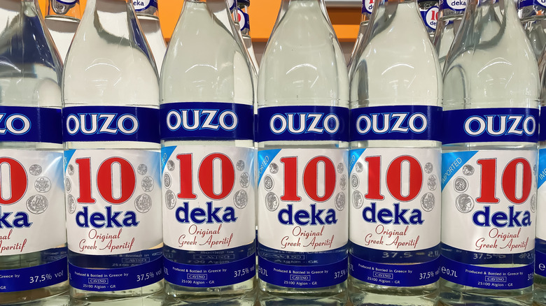 Greek bottles of ouzo